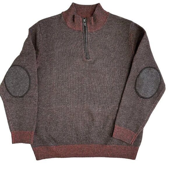 James Tattersall Pullover Sweater 1/4 Zip Brown Wool Blend Size XL - Picture 1 of 8